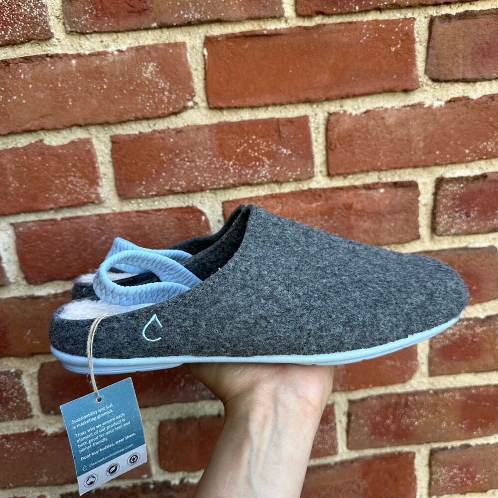 Clearwaters Comfort Slingback Slipper Clog Sherpa Lined Gray Blue EUR 45 NEW - Picture 7 of 11